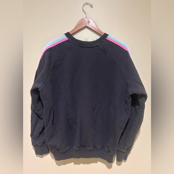 Spiritual Gangster Black 'Happy' Sweatshirt with Rainbow Stripes Size Large - Picture 3 of 4